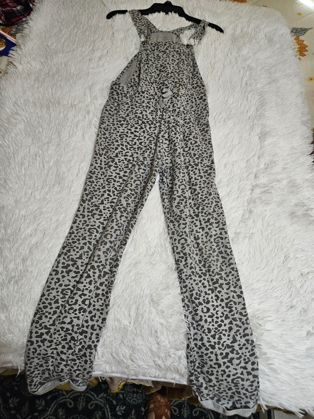 Wallflower Gray Leopard Print Overalls Jumpsuit